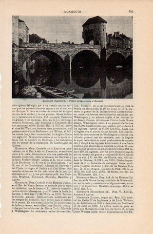 LAMINA V12737: Puente en Monmouth, Inglaterra