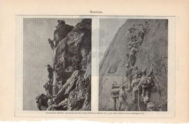 LAMINA V12777: Tropas alpinas italianas y austro hungaras