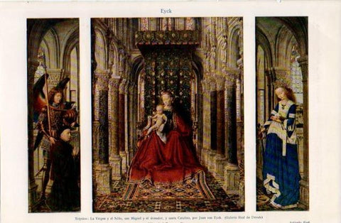 LAMINA V12707: Triptico Galeria Real de Dresde, por Van Eyck