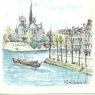 POSTAL L04030: Acuarela de Paris de Robert Lepine