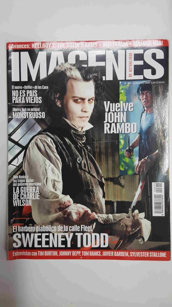 Revista Cine: Imagenes de Actualidad num 277, febrero 2008. Portada: Sweeney Todd - el barbero diabolico de la calle Fleet con Johnny Depp