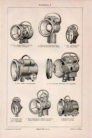 LAMINA V13519: Faros de acetileno