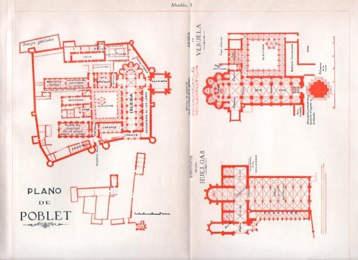LAMINA V13553: Planos de Poblet, Convento de las Huelgas y Abadia de Veruela