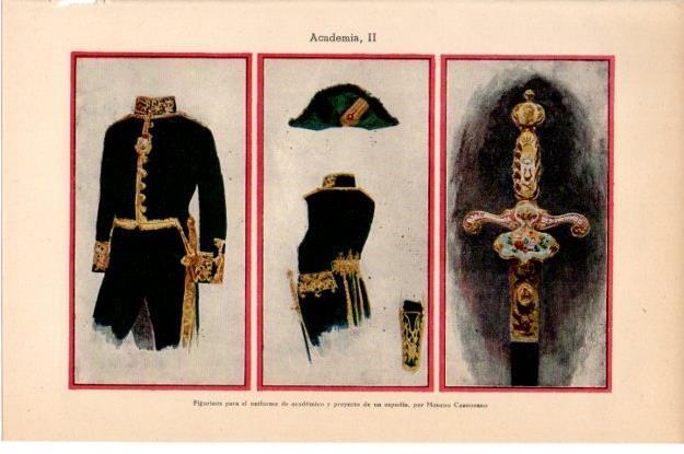 LAMINA V13477: Figurines para el uniforme de academico, por Moreno Carbonero