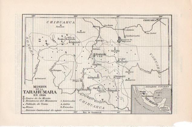 LAMINA V13187: Mapa de la mision de Tarahumara en 1926