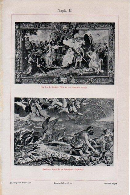 LAMINA V13173: La Ira de Aquiles e Invierno tapices de los Gobelinos