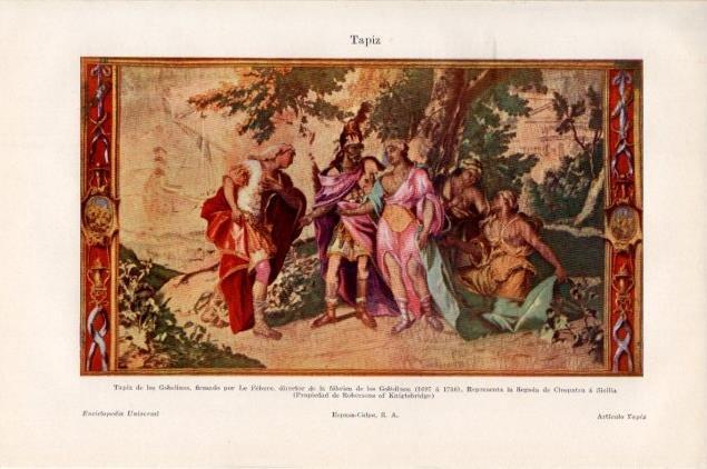 LAMINA V13170: La llegada de Cleopatra a Sicilia tapiz de los Gobelinos por Le Febure