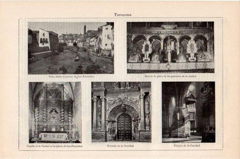 LAMINA V13193: Vistas y Catedral de Tarazona, Zaragoza