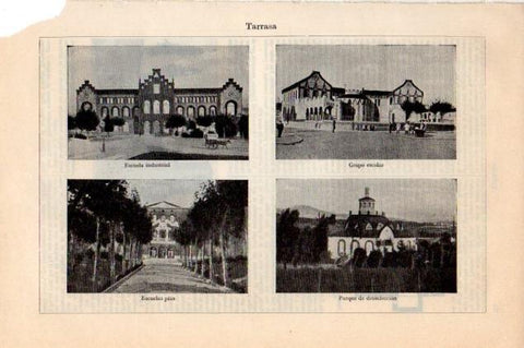 LAMINA V13220: Escuela industrial, escuelas Pias y parque de desinfeccion de Terrassa