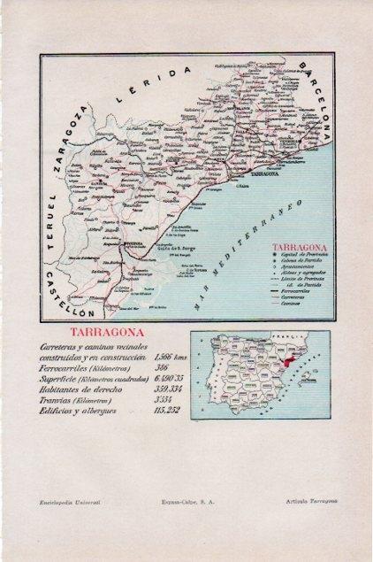 LAMINA V13205: Mapa de la provincia de Tarragona