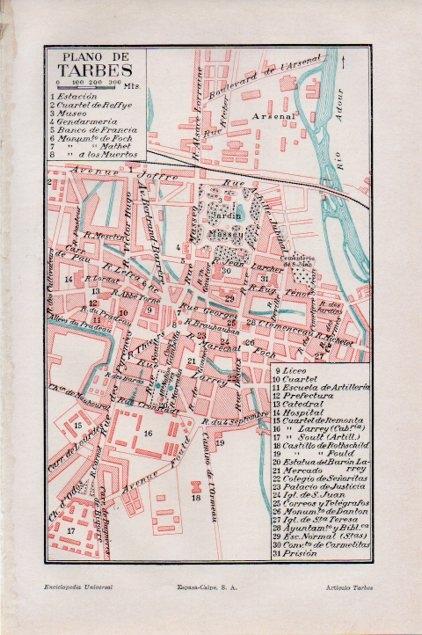 LAMINA V13197: Plano de Tarbes, Francia