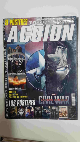 Revista Cine y Series: Accion num 1605. Incluye 8 posters (Civil War, Orange Black, X-Men Apocalipsis, etc.)