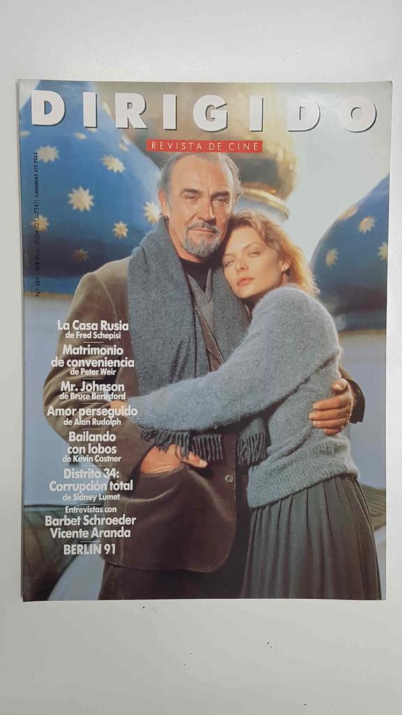 Revista Cine: Dirigido por num 189, marzo 1991. Portada: La Casa Rusia con Sean Connery y Michelle Pfeiffer