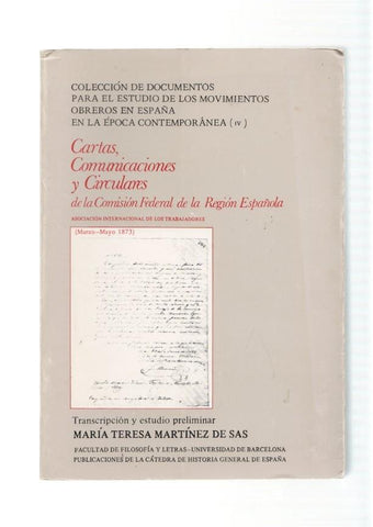 Cartas, comunicaciones y circulares de La Comision Federal de la Region 