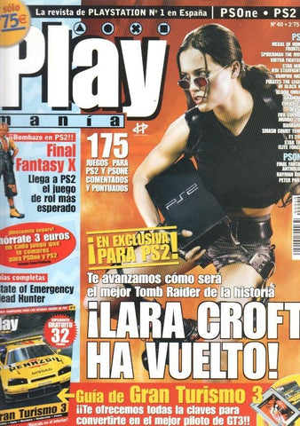 Play Mania: numero 40 - incluye guia: Gran Turismo 3, reportajes: Lara Croft ha vuelto