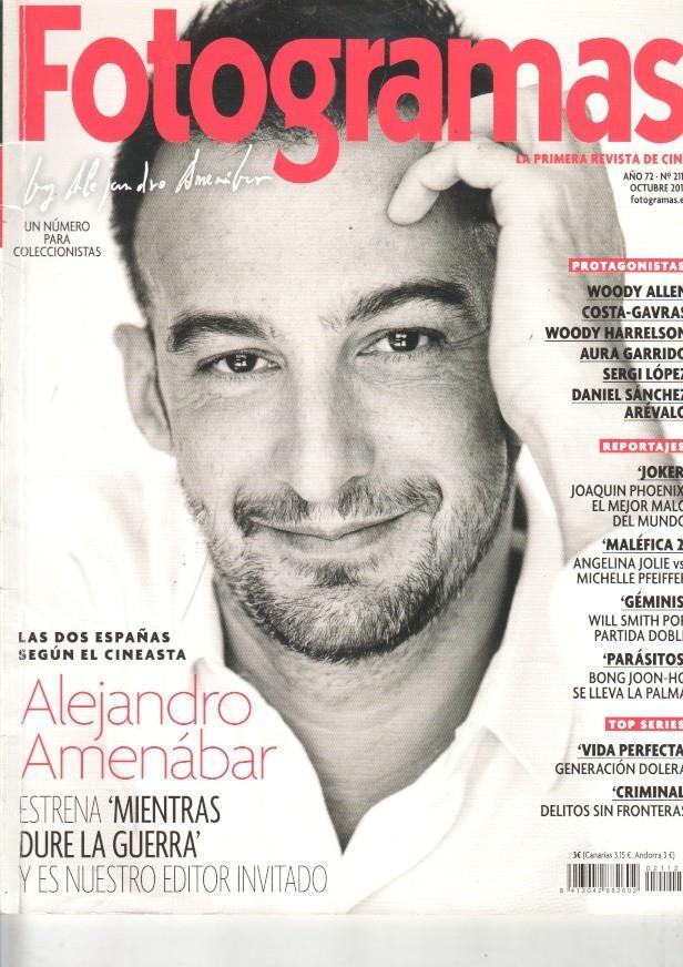 Revista Fotogramas numero 2112/ año 72, octubre 2019- Portada Alejandro Amenabar