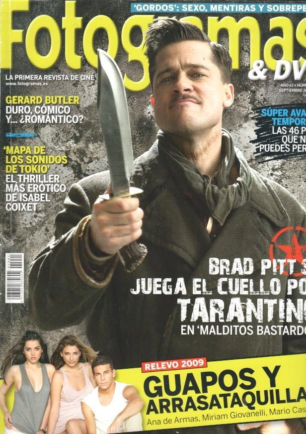 Revista Fotogramas numero 1991/ año 62, Septiembre 2009- Portada Brad Pitt se juega el cuello por Tarantino