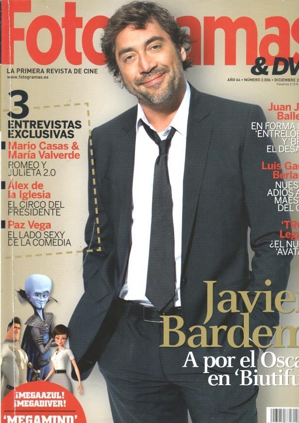 Revista Fotogramas numero 2006/ año 64, diciembre 2010- Portada Javier Bardem