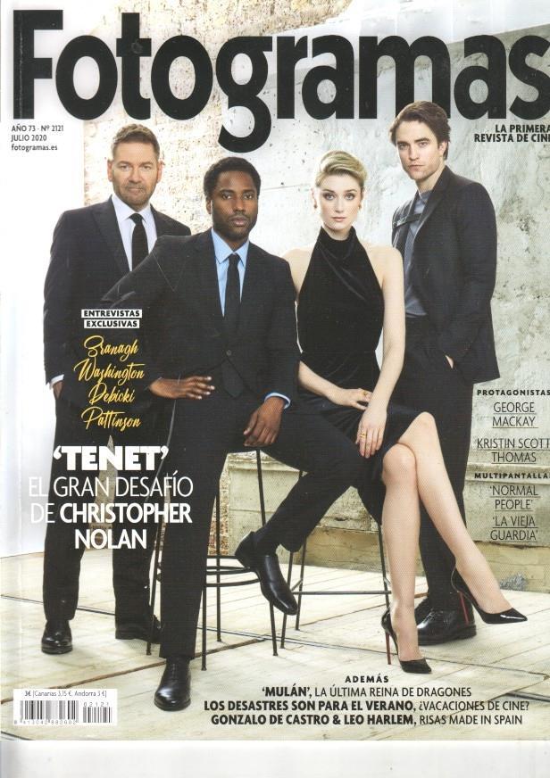Revista Fotogramas numero 2121/ año 73, octubre 2020- Portada Tenet, el gran desafio de Christofer Nolan