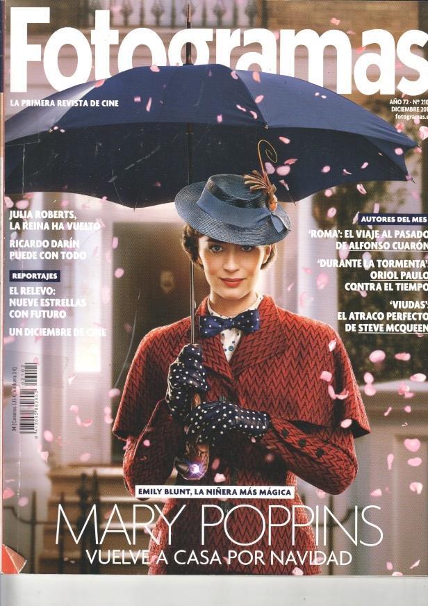Revista Fotogramas numero 2102/ año 72, Diciembre 2018- Portada Emily Blunt la niñera mas magica Mary Poppins