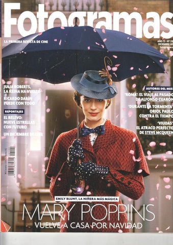 Revista Fotogramas numero 2102/ año 72, Diciembre 2018- Portada Emily Blunt la niñera mas magica Mary Poppins