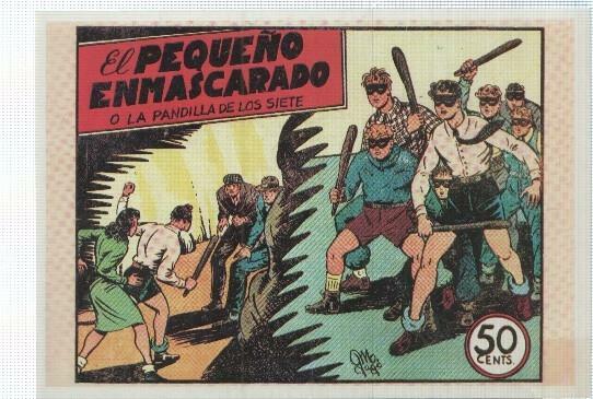 Postal/Ficha Tebeo: La pandilla de los 7, dibujos de Gago y Miguel Quesada