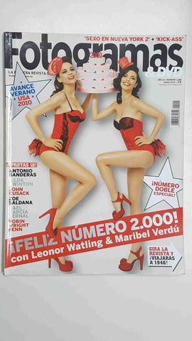 Revista Fotogramas & DVD: numero 2000 / año 63, junio 2010 - Portada Feliz num 2000 con Leonor Watling & Maribel Verdu. Numero doble especial