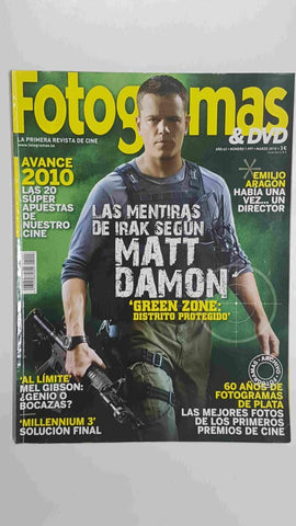Revista Fotogramas & DVD: numero 1997 / año 63, marzo 2010 - Portada Matt Damon (Green Zone distrito protegido)
