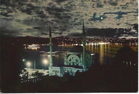 POSTAL L04493: Vista nocturna de Galata en Estambul