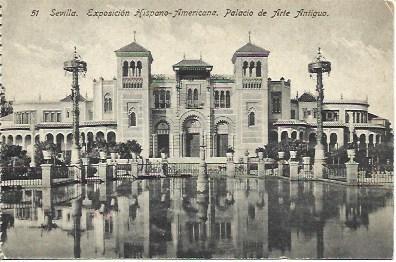 POSTAL L04645: Palacio de Arte Antiguo en la Exposicion Hispano Americana de Sevilla