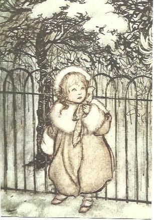 POSTAL L04644: Dibujo de una niña en invierno