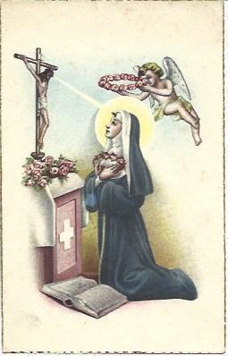POSTAL L04680: Monja rezando a Cristo