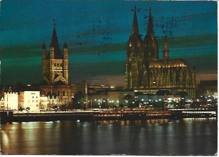 POSTAL L04356: Vista nocturna de Colonia, Alemania