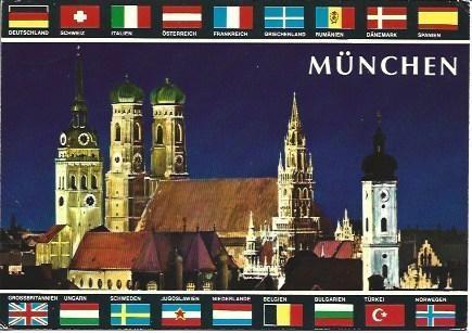 POSTAL L04350: Vista nocturna de Munich. Alemania