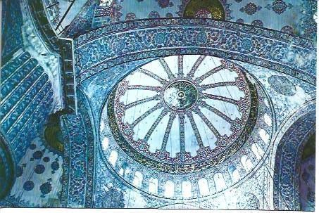POSTAL L04452: Interior de la Mezquita Azul de Estambul
