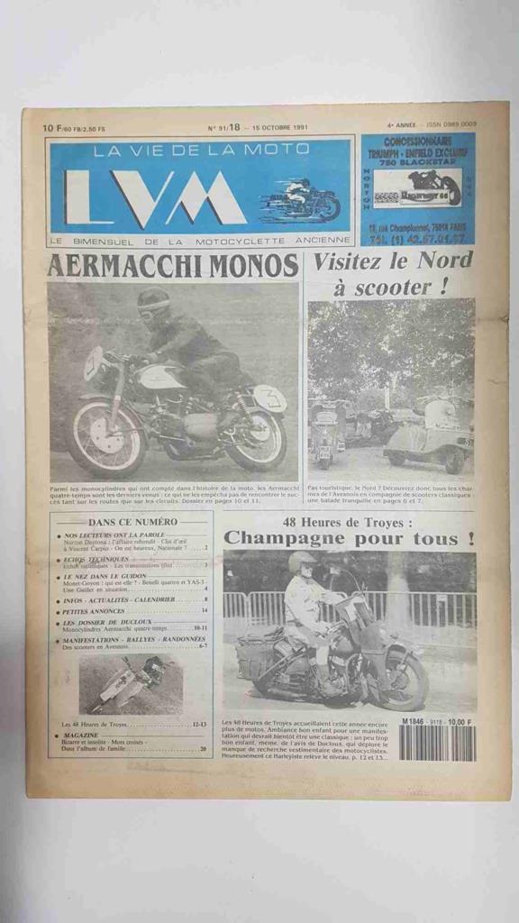 La vie de la moto  LVM numero  91/18 - 15 octobre 1991 - Aermacchi Monos