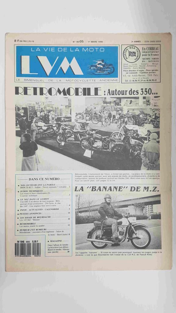 La vie de la moto  LVM numero  90/05, 1er mars 1990 - Retromobile Autour des 350