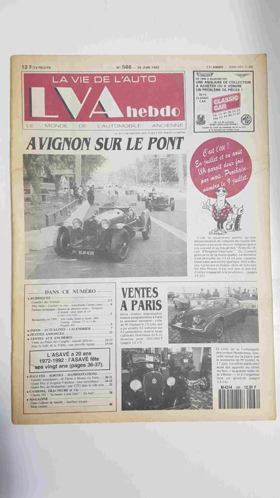 Revista, Magazine: La Vie de l'Auto LVA Hebdo num 566, 25 juin 1992 - Avignon sur le pont