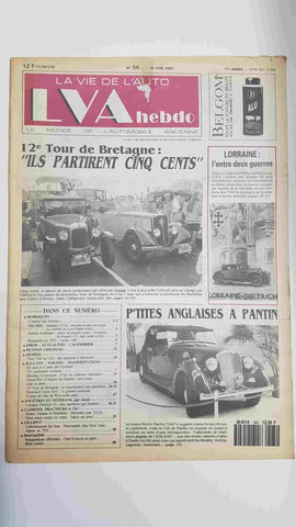 Revista, Magazine: La Vie de l'Auto LVA Hebdo num 565, 18 juin 1992 - 12e Tour de Bretagne 