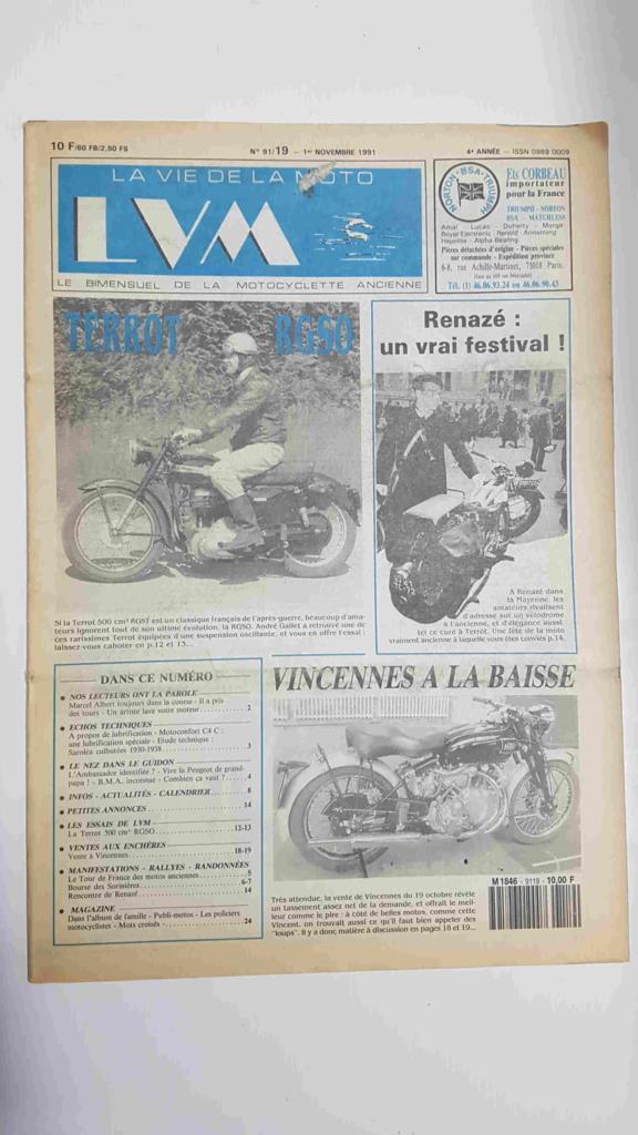 La vie de la moto  LVM numero 91/19 1er novembre 1991 - Terrot RGST