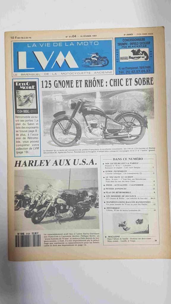 La vie de la moto  LVM numero 91/04 15 février 1991 - 125 gnome et Rhône cic et sobre