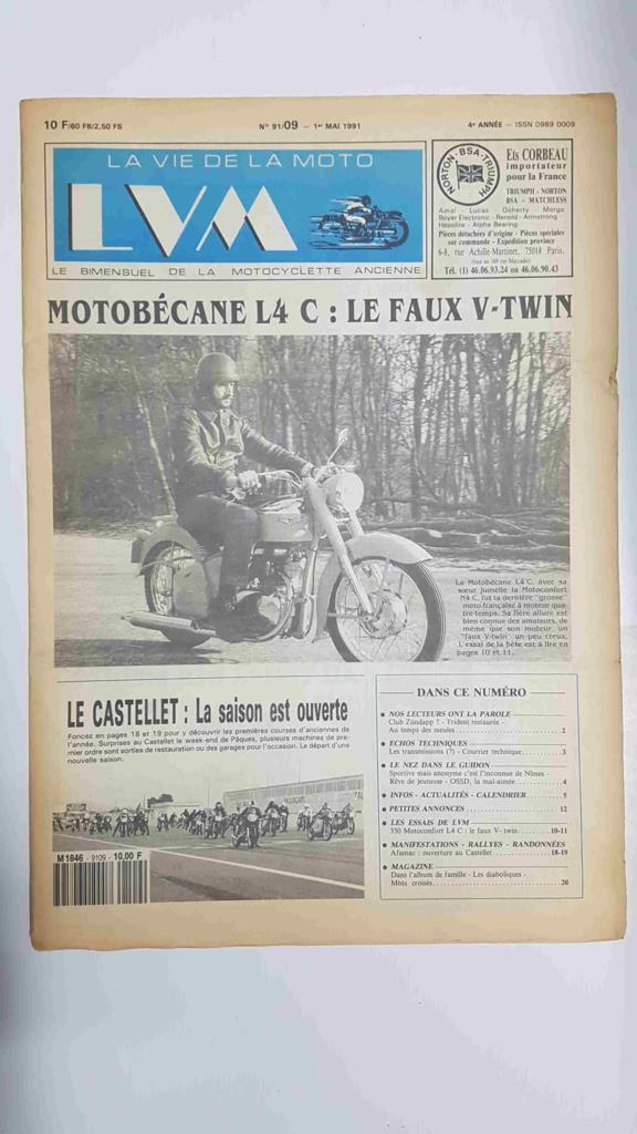 La vie de la moto  LVM numero 91/09 15 1er mai 1991 - Motobecane L4 C Le faux V-Twin