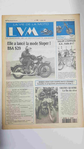 La vie de la moto  LVM numero 136, 1 avril 1994 - Elle a lance la mode Sloper BSA S29