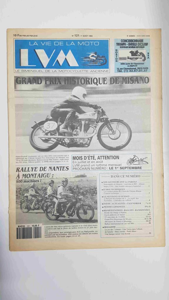 La vie de la moto  LVM numero 121 - 1er aout 1993 - Grand Prix Hitorique de Misano