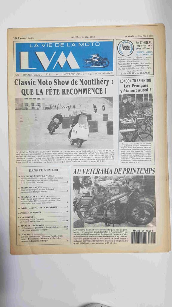 La vie de la moto  LVM numero 94 - 1er mai 1992 - Classic Moto Show de Montlhéry