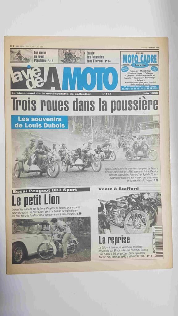 LA VIE DE LA MOTO, Numero 184: 1er juin 1996 - Trois roues dans la poussiere
