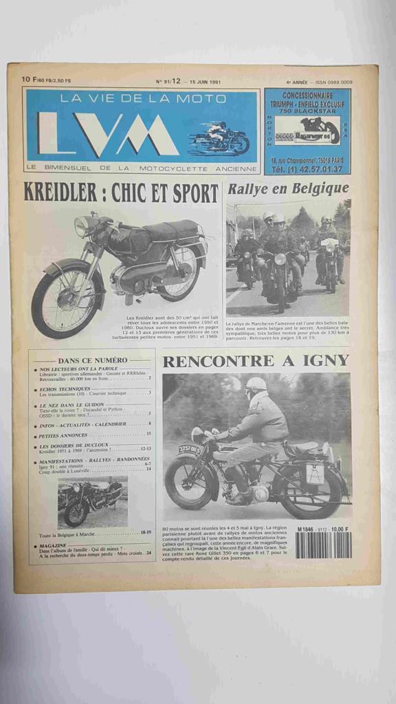 La vie de la moto  LVM numero 91/12 - 15 juin 1991 - Kreidler chic et sport