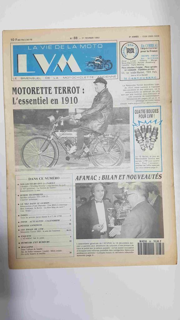 La vie de la moto  LVM numero 88/02 - 1 frevier 1992 - Motorette Terrot: L'essentiel en 1910