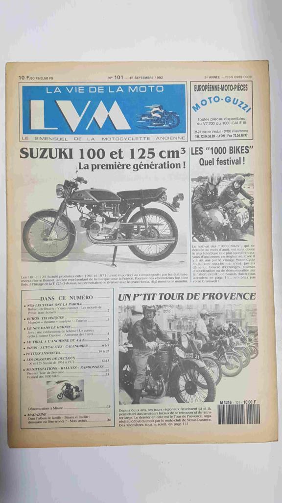 La vie de la moto  LVM numero 101 - 15 septembre 1992 - Sukuzi 100 et 125 cm3