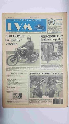 La vie de la moto  LVM numero 90 - 1er mars 1992 - 500 comet la petite Vincent